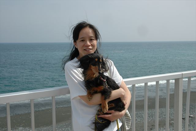 PAでひと休み。海がきれいだね、ルパン。